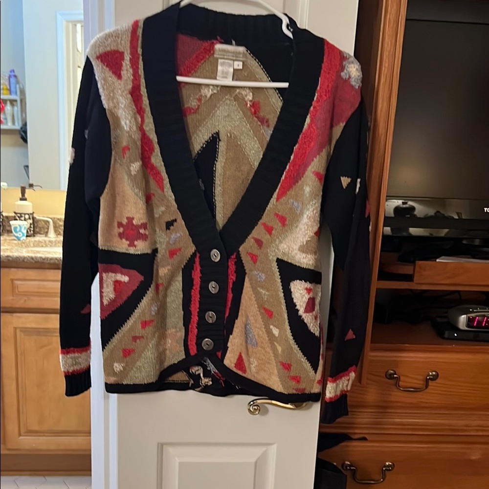 Coldwater Creek Multicolor Geometric Cardigan